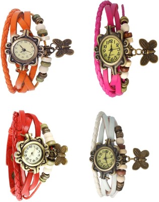 NS18 Vintage Butterfly Rakhi Combo of 4 Orange, Red, Pink And White Analog Watch  - For Women   Watches  (NS18)