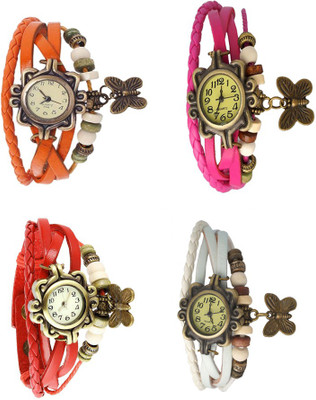 

Kissu Vintage Rakhi Combo of 4 Orange, Red, Pink And White Watch - For Women
