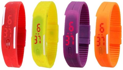 NS18 Silicone Led Magnet Band Combo of 4 Red, Yellow, Purple And Orange Digital Watch  - For Boys & Girls   Watches  (NS18)