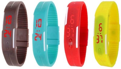 NS18 Silicone Led Magnet Band Combo of 4 Brown, Sky Blue, Red And Yellow Digital Watch  - For Boys & Girls   Watches  (NS18)