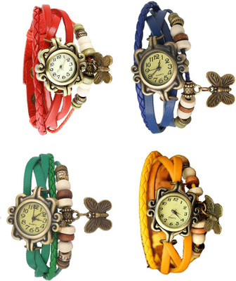 

Kissu Vintage Rakhi Combo of 4 Red, Green, Blue And Yellow Watch - For Women