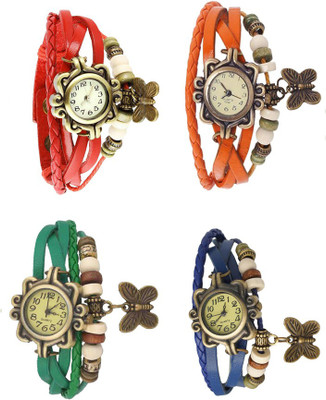 

Kissu Vintage Rakhi Combo of 4 Red, Green, Orange And Blue Watch - For Women