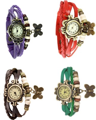 NS18 Vintage Butterfly Rakhi Combo of 4 Purple, Brown, Red And Green Watch  - For Women   Watches  (NS18)