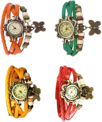 

Kissu Vintage Rakhi Combo of 4 Orange, Yellow, Green And Red Watch - For Women