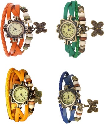 NS18 Vintage Butterfly Rakhi Combo of 4 Orange, Yellow, Green And Blue Analog Watch  - For Women   Watches  (NS18)