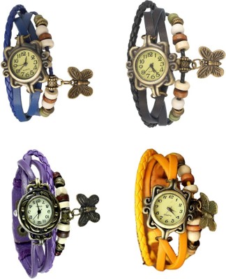 NS18 Vintage Butterfly Rakhi Combo of 4 Blue, Purple, Black And Yellow Analog Watch  - For Women   Watches  (NS18)