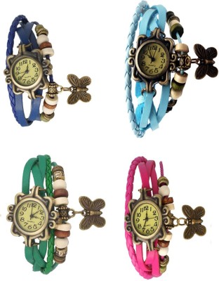 NS18 Vintage Butterfly Rakhi Combo of 4 Blue, Green, Sky Blue And Pink Analog Watch  - For Women   Watches  (NS18)