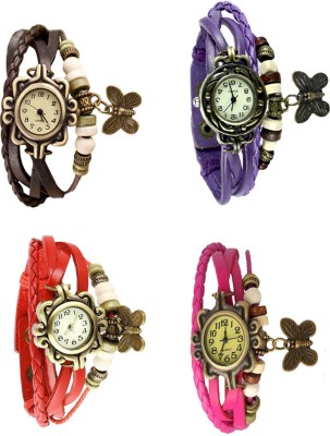 NS18 Vintage Butterfly Rakhi Combo of 4 Brown, Red, Purple And Pink Analog Watch  - For Women   Watches  (NS18)