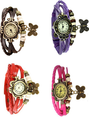

Kissu Vintage Rakhi Combo of 4 Brown, Red, Purple And Pink Watch - For Women