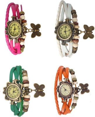 NS18 Vintage Butterfly Rakhi Combo of 4 Pink, Green, White And Orange Analog Watch  - For Women   Watches  (NS18)