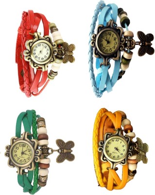 NS18 Vintage Butterfly Rakhi Combo of 4 Red, Green, Sky Blue And Yellow Watch  - For Women   Watches  (NS18)