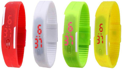 

Kissu Led Magnet Band Combo of 4 Red, White, Green And Yellow Watch - For Men & Women