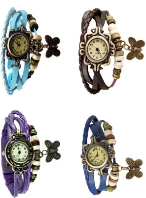 NS18 Vintage Butterfly Rakhi Combo of 4 Sky Blue, Purple, Brown And Blue Analog Watch  - For Women   Watches  (NS18)