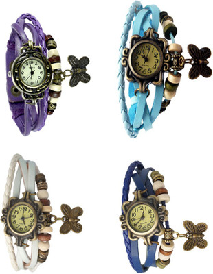 

NS18 Vintage Butterfly Rakhi Combo of 4 Purple, White, Sky Blue And Blue Watch - For Women