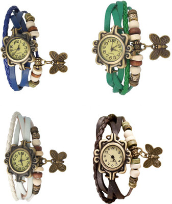 

NS18 Vintage Butterfly Rakhi Combo of 4 Blue, White, Green And Brown Watch - For Women