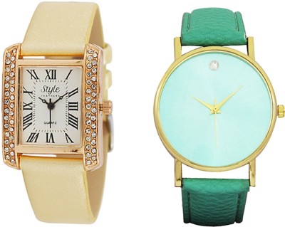 Style Feathers SFCTSQCREAM&SDGREEN-001 Watch  - For Women   Watches  (Style Feathers)