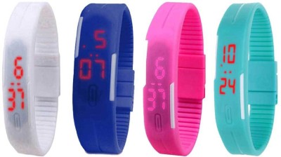 NS18 Silicone Led Magnet Band Watch Combo of 4 White, Blue, Pink And Sky Blue Digital Watch  - For Couple   Watches  (NS18)
