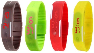 NS18 Silicone Led Magnet Band Combo of 4 Brown, Green, Red And Yellow Digital Watch  - For Boys & Girls   Watches  (NS18)