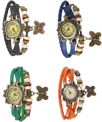NS18 Vintage Butterfly Rakhi Combo of 4 Black, Green, Blue And Orange Analog Watch  - For Women   Watches  (NS18)