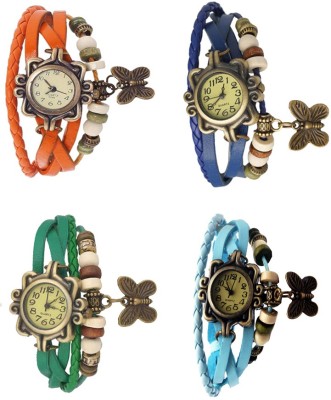 NS18 Vintage Butterfly Rakhi Combo of 4 Orange, Green, Blue And Sky Blue Analog Watch  - For Women   Watches  (NS18)