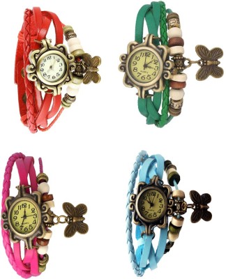 NS18 Vintage Butterfly Rakhi Combo of 4 Red, Pink, Green And Sky Blue Analog Watch  - For Women   Watches  (NS18)