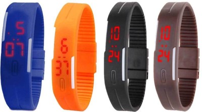 NS18 Silicone Led Magnet Band Combo of 4 Blue, Orange, Black And Brown Digital Watch  - For Boys & Girls   Watches  (NS18)