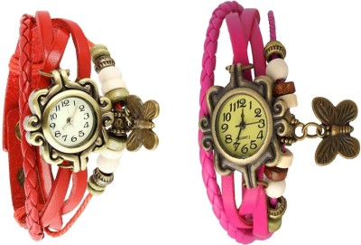 NS18 Vintage Butterfly Rakhi Watch Combo of 2 Red And Pink Watch  - For Women   Watches  (NS18)