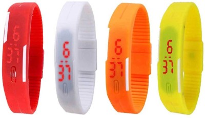 NS18 Silicone Led Magnet Band Combo of 4 Red, White, Orange And Yellow Digital Watch  - For Boys & Girls   Watches  (NS18)