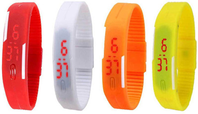 NS18 Silicone Led Magnet Band Combo of 4 Red, White, Orange And Yellow Digital Watch  - For Boys & Girls   Watches  (NS18)