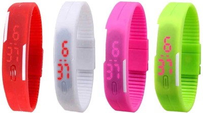 NS18 Silicone Led Magnet Band Combo of 4 Red, White, Pink And Green Watch  - For Boys & Girls   Watches  (NS18)
