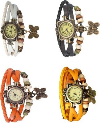 NS18 Vintage Butterfly Rakhi Combo of 4 White, Orange, Black And Yellow Analog Watch  - For Women   Watches  (NS18)