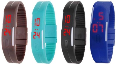 NS18 Silicone Led Magnet Band Combo of 4 Brown, Sky Blue, Black And Blue Digital Watch  - For Boys & Girls   Watches  (NS18)