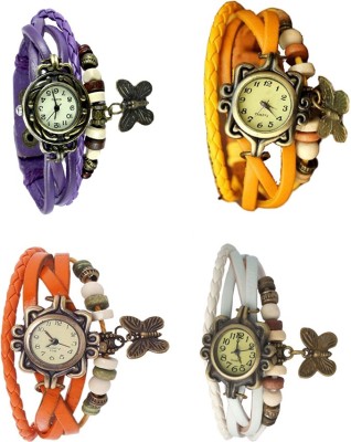 NS18 Vintage Butterfly Rakhi Combo of 4 Purple, Orange, Yellow And White Analog Watch  - For Women   Watches  (NS18)