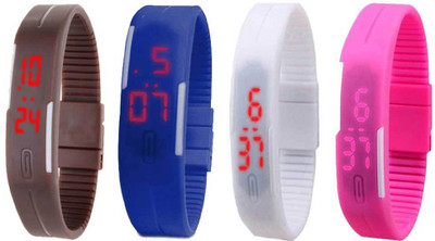 

Kissu Led Magnet Band Combo of 4 Brown, Blue, White And Pink Watch - For Men & Women