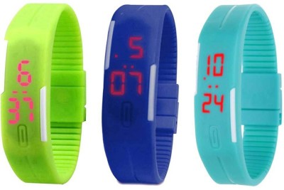 NS18 Silicone Led Magnet Band Combo of 3 Green, Blue And Sky Blue Digital Watch  - For Boys & Girls   Watches  (NS18)