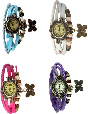 NS18 Vintage Butterfly Rakhi Combo of 4 Sky Blue, Pink, White And Purple Analog Watch  - For Women   Watches  (NS18)