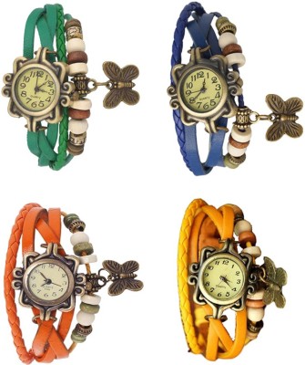 NS18 Vintage Butterfly Rakhi Combo of 4 Green, Orange, Blue And Yellow Analog Watch  - For Women   Watches  (NS18)