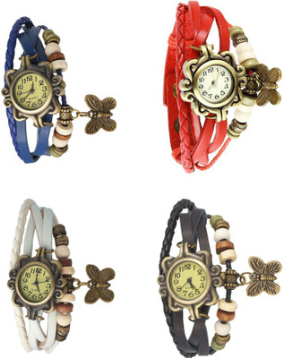 

Kissu Vintage Rakhi Combo of 4 Blue, White, Red And Black Watch - For Women