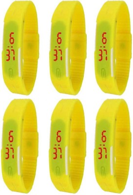 NS18 Silicone Led Magnet Band Combo of 6 Yellow Digital Watch  - For Boys & Girls   Watches  (NS18)