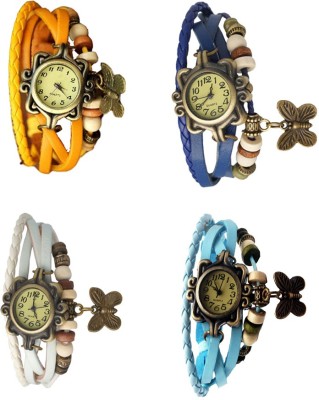 NS18 Vintage Butterfly Rakhi Combo of 4 Yellow, White, Blue And Sky Blue Analog Watch  - For Women   Watches  (NS18)
