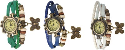 NS18 Vintage Butterfly Rakhi Watch Combo of 3 Green, Blue And White Analog Watch  - For Women   Watches  (NS18)