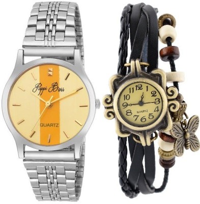 Pappi Boss Pack of 2 Casual Couple Analog Watch  - For Men & Women   Watches  (Pappi Boss)