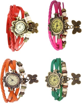 NS18 Vintage Butterfly Rakhi Combo of 4 Red, Orange, Pink And Green Analog Watch  - For Women   Watches  (NS18)