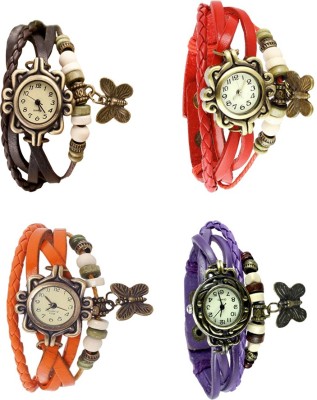 NS18 Vintage Butterfly Rakhi Combo of 4 Brown, Orange, Red And Purple Analog Watch  - For Women   Watches  (NS18)