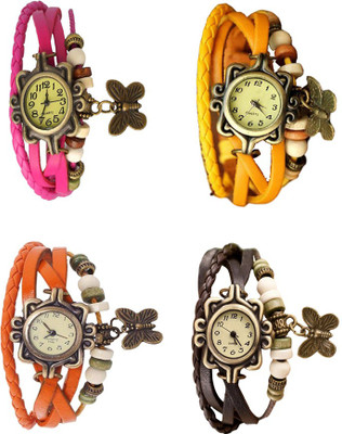 

Kissu Vintage Rakhi Combo of 4 Pink, Orange, Yellow And Brown Watch - For Women