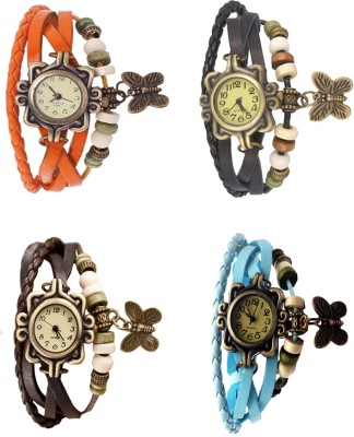 NS18 Vintage Butterfly Rakhi Combo of 4 Orange, Brown, Black And Sky Blue Analog Watch  - For Women   Watches  (NS18)