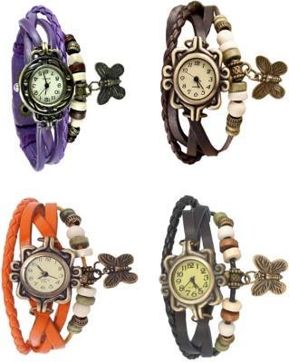 NS18 Vintage Butterfly Rakhi Combo of 4 Purple, Orange, Brown And Black Analog Watch  - For Women   Watches  (NS18)