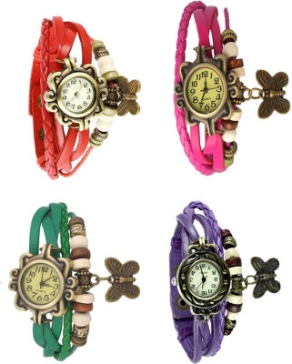 NS18 Vintage Butterfly Rakhi Combo of 4 Red, Green, Pink And Purple Analog Watch  - For Women   Watches  (NS18)