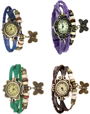 NS18 Vintage Butterfly Rakhi Combo of 4 Blue, Green, Purple And Brown Analog Watch  - For Women   Watches  (NS18)