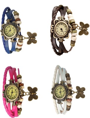 NS18 Vintage Butterfly Rakhi Combo of 4 Blue, Pink, Brown And White Analog Watch  - For Women   Watches  (NS18)
